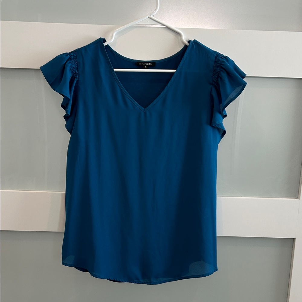 Papermoon Teal Ruffle Sleeve Blouse